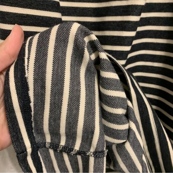 Madewell Black and White Striped Short Sleeve Off Shoulder Mini Dress - Picture 6 of 8